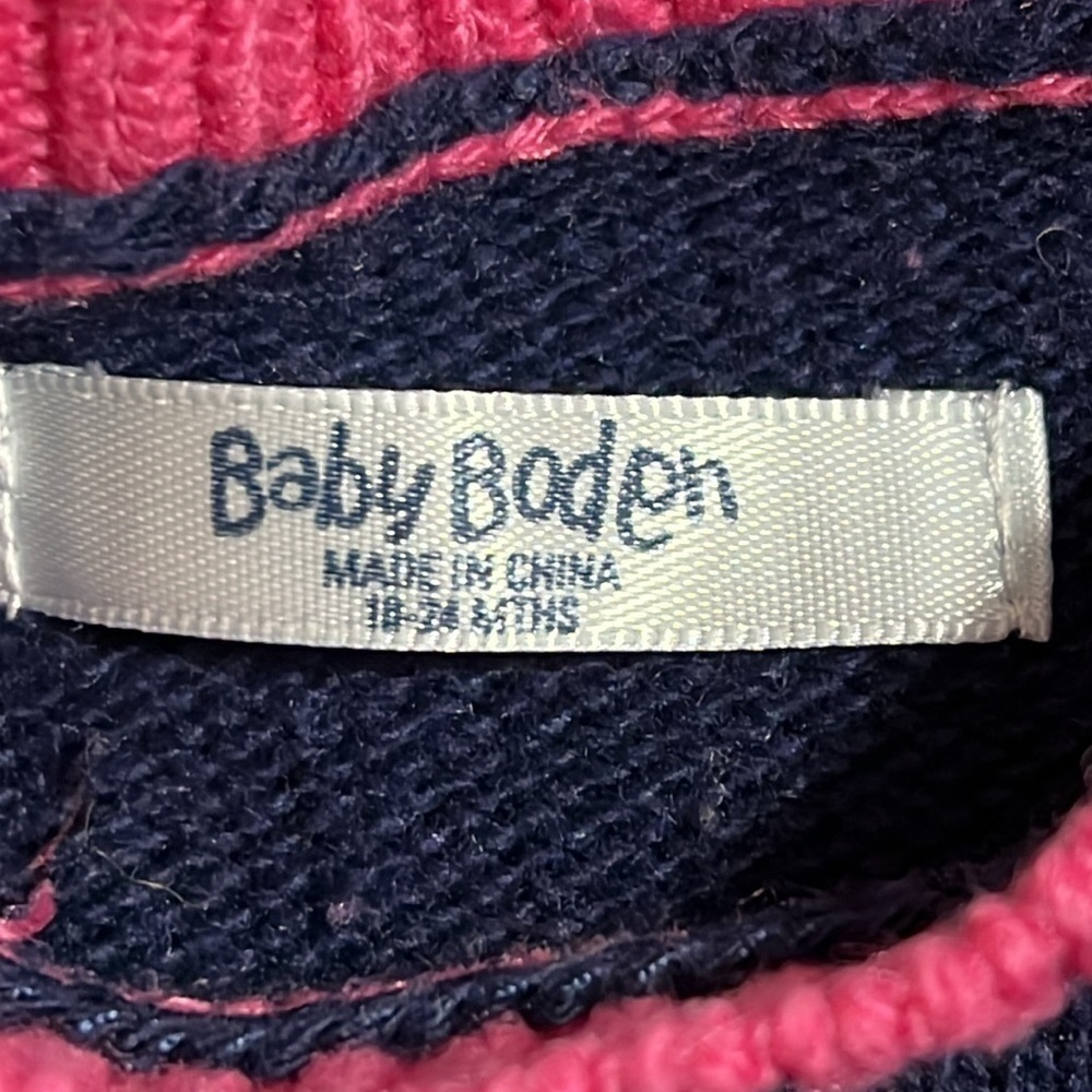 BABY BODEN cotton / cashmere navy dress with chicken motif. 18-24m - Picture 6 of 8